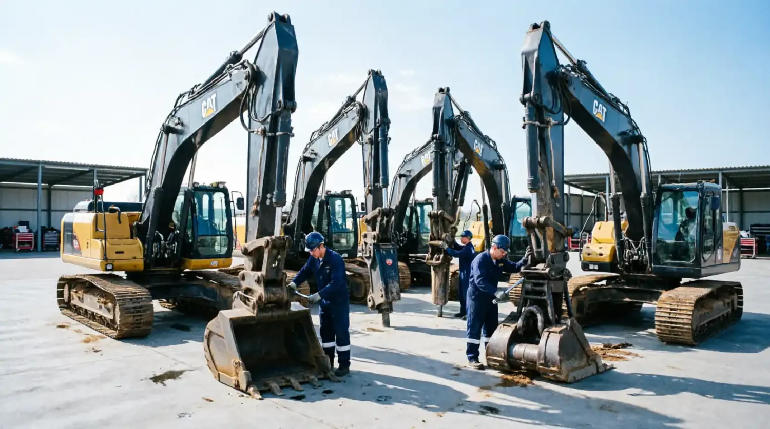 Монтаж навесного оборудования на экскаватор Катерпиллер (Caterpillar)